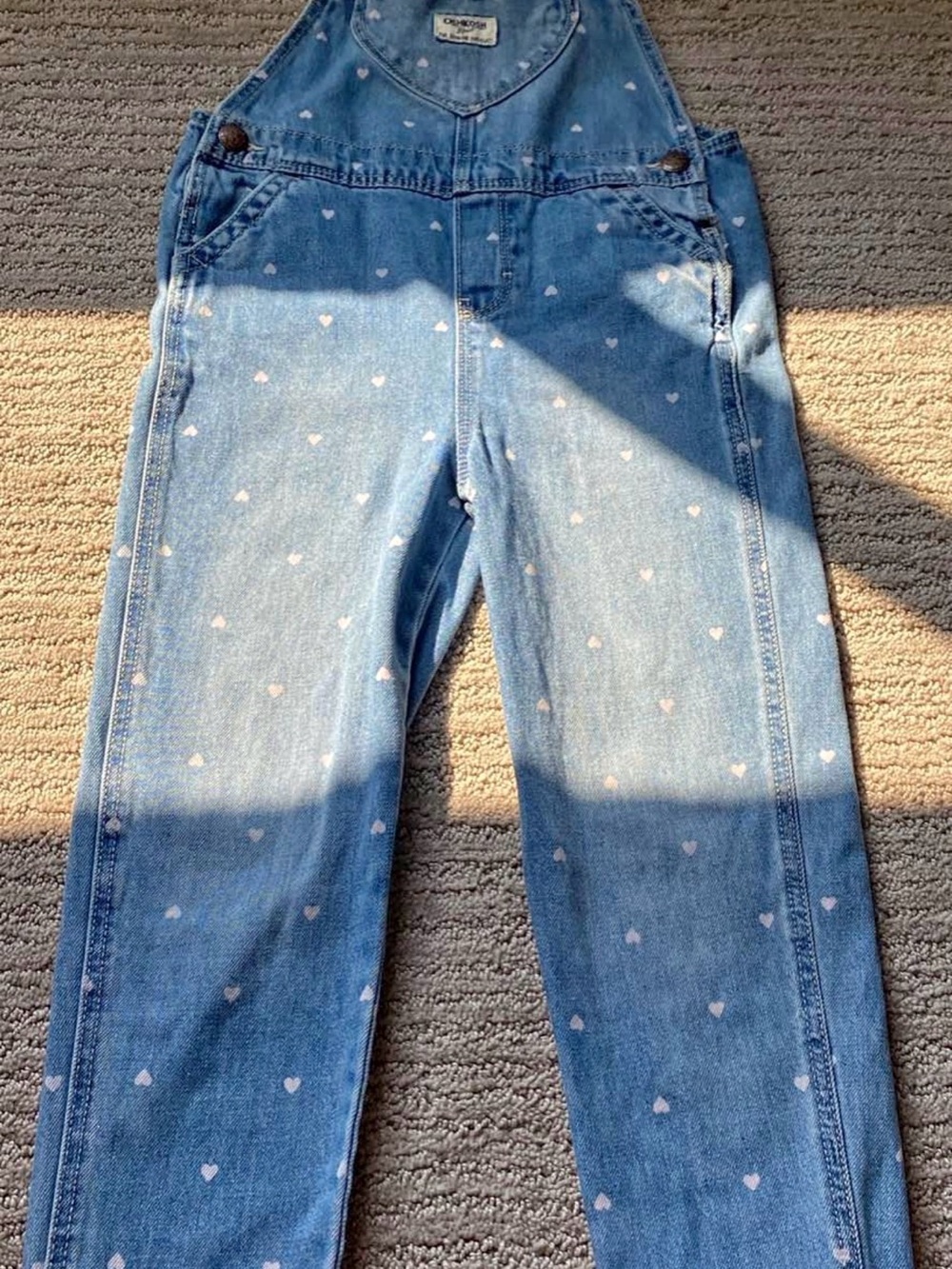 Girls' OshKosh Heart Print Denim Overalls